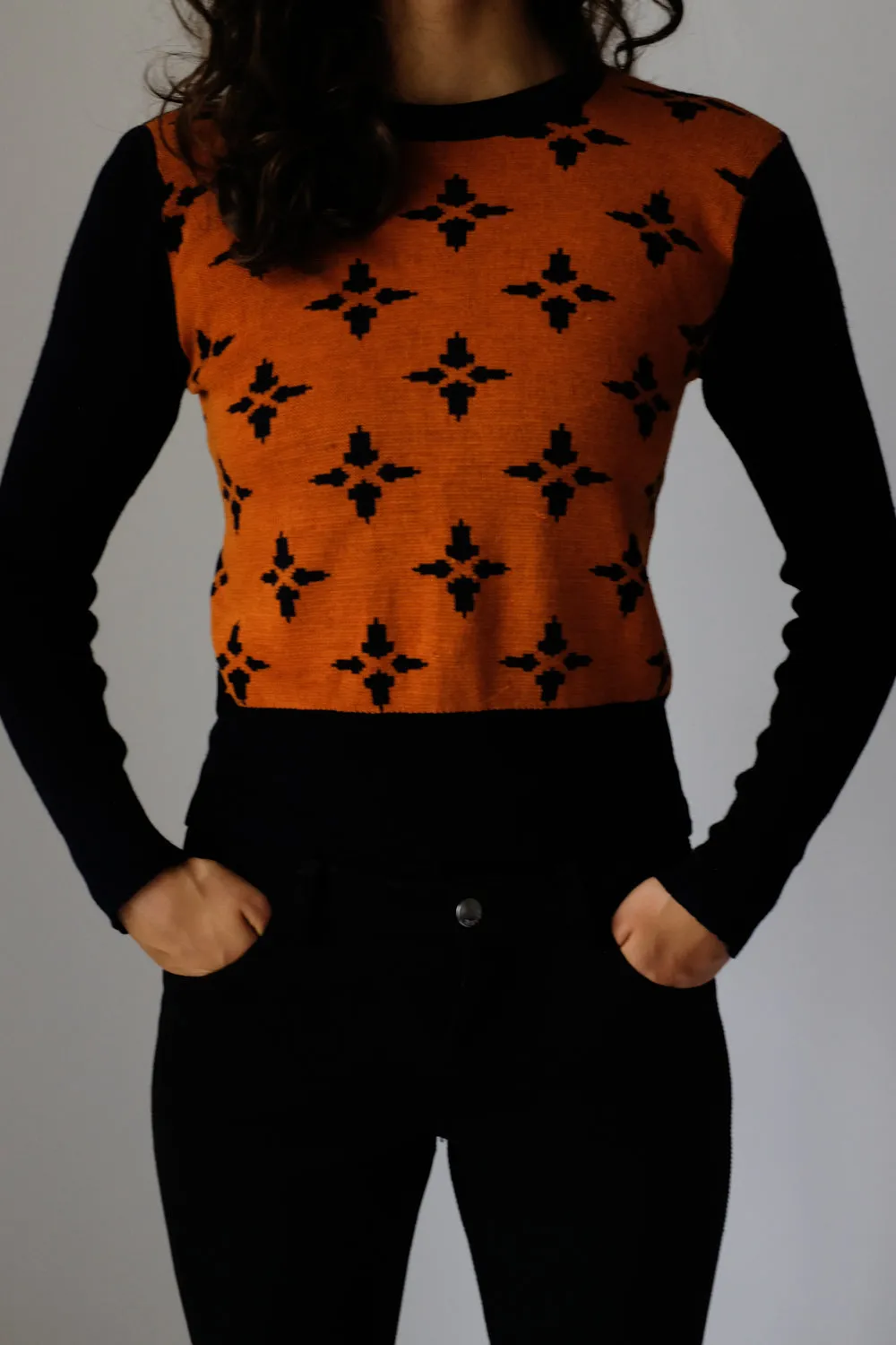 0065_VINTAGE PATTERN SLIM SWEATER