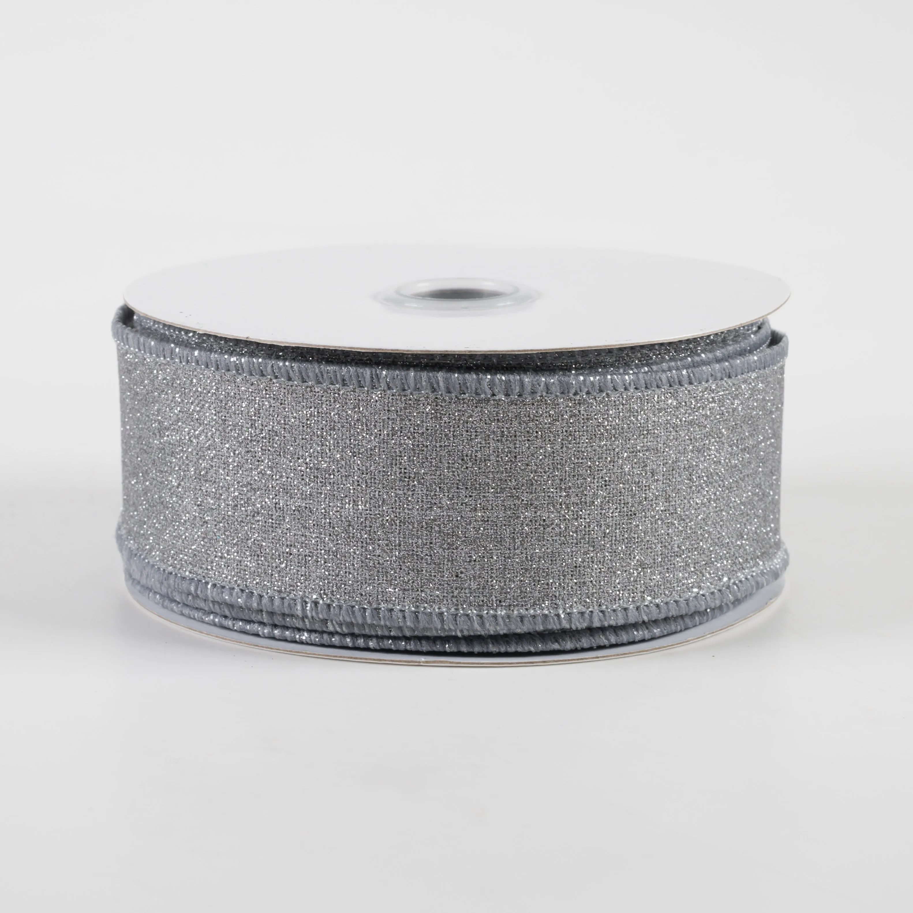 1.5" Fine Glitter on Royal Ribbon: Light Grey (10 Yards)