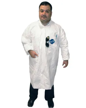 (30/Case) DUPONT TYVEK Lab Coats Snap Front with 2 Pockets