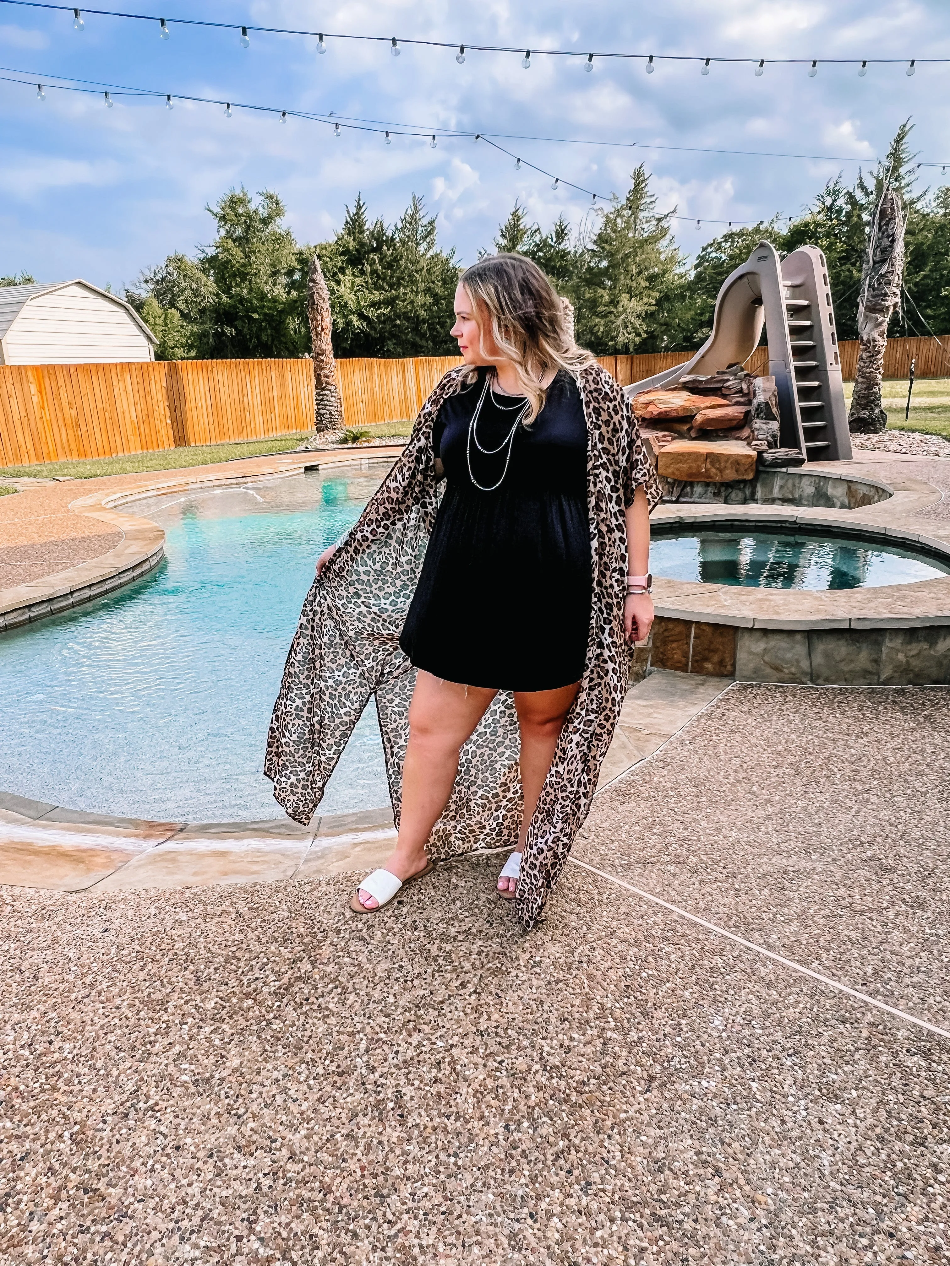 A Reason To Smile Leopard Print Short Sleeve Duster in Brown