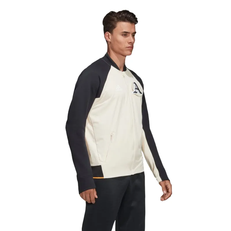 Adidas Mens Linen/Black Vrct Varsity Collegiate Zipup Jacket