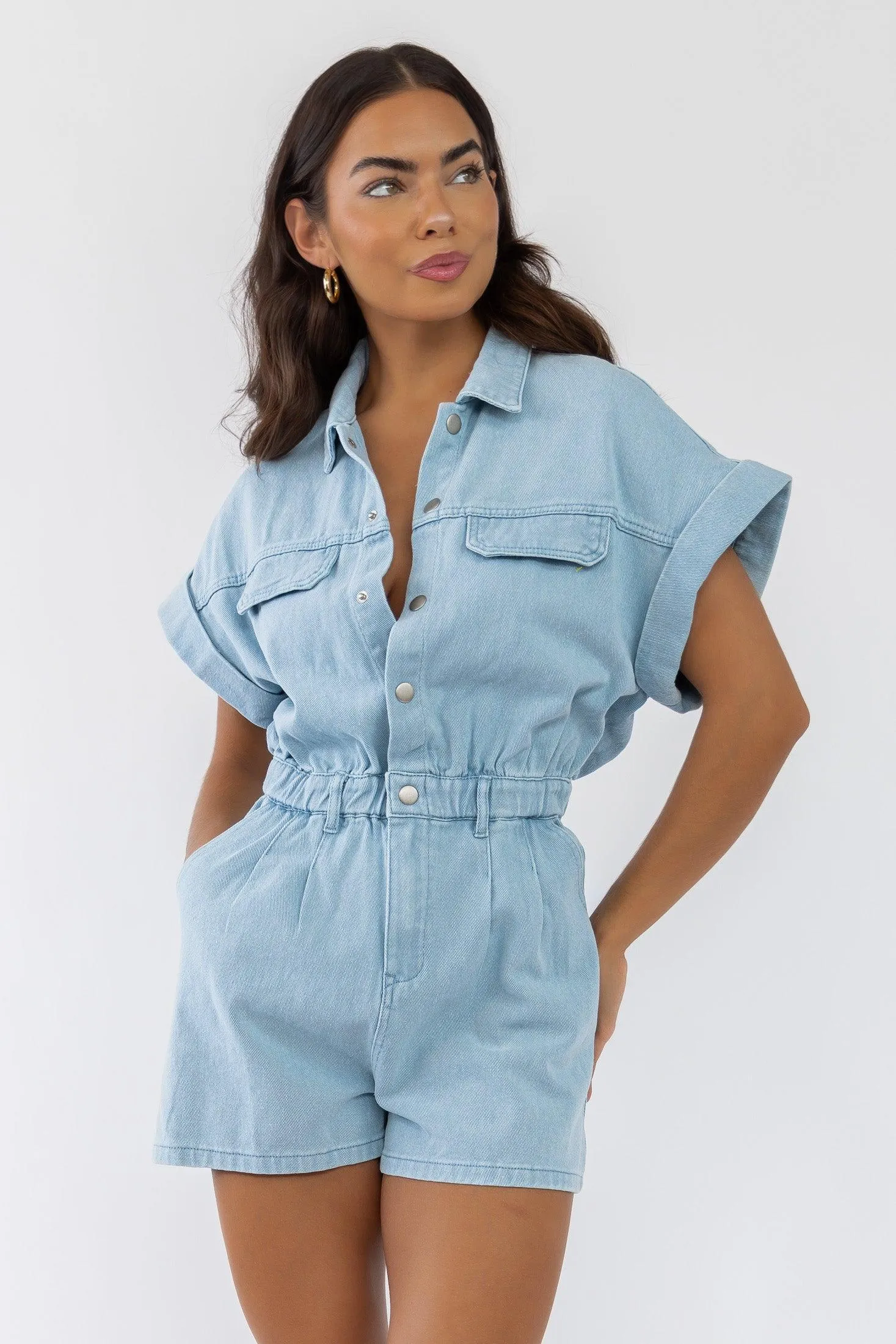 Adina Blue Denim Romper