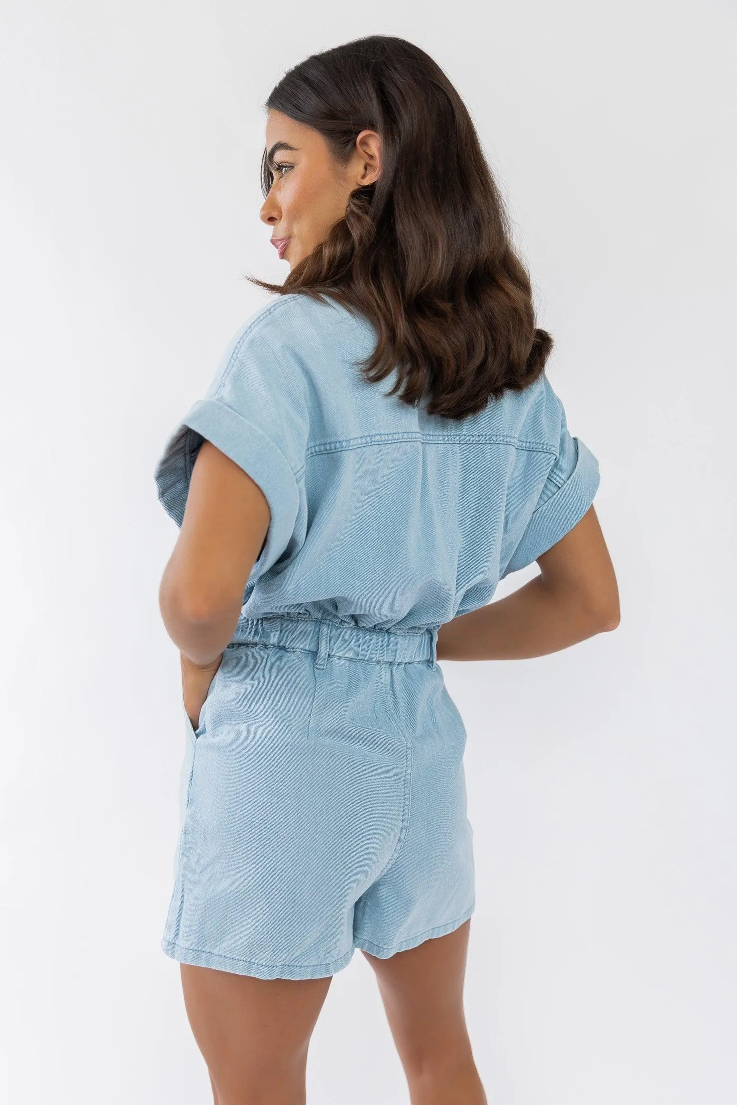 Adina Blue Denim Romper