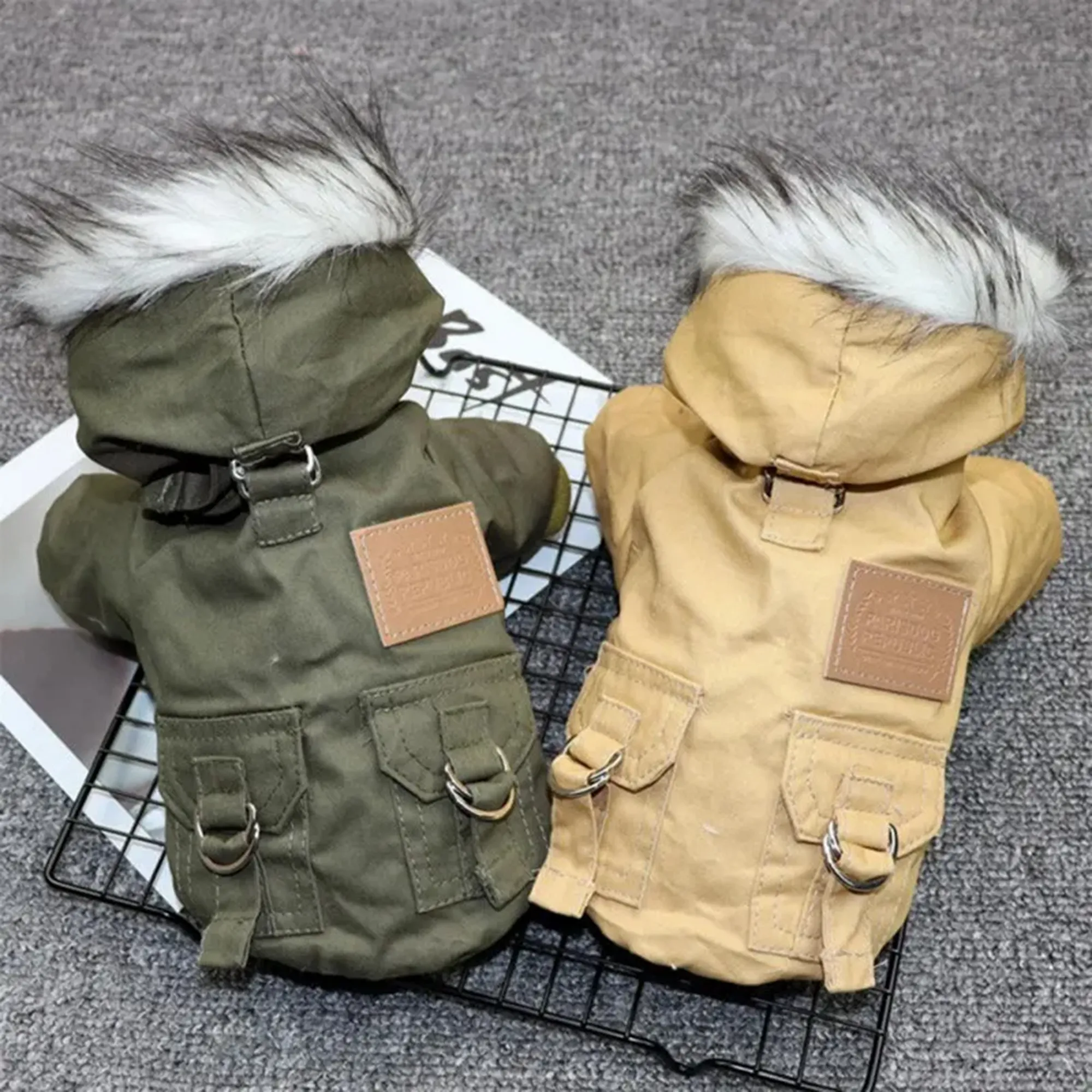 Adorable Windproof Coat with Faux Fur Lined Hood for Small Dogs