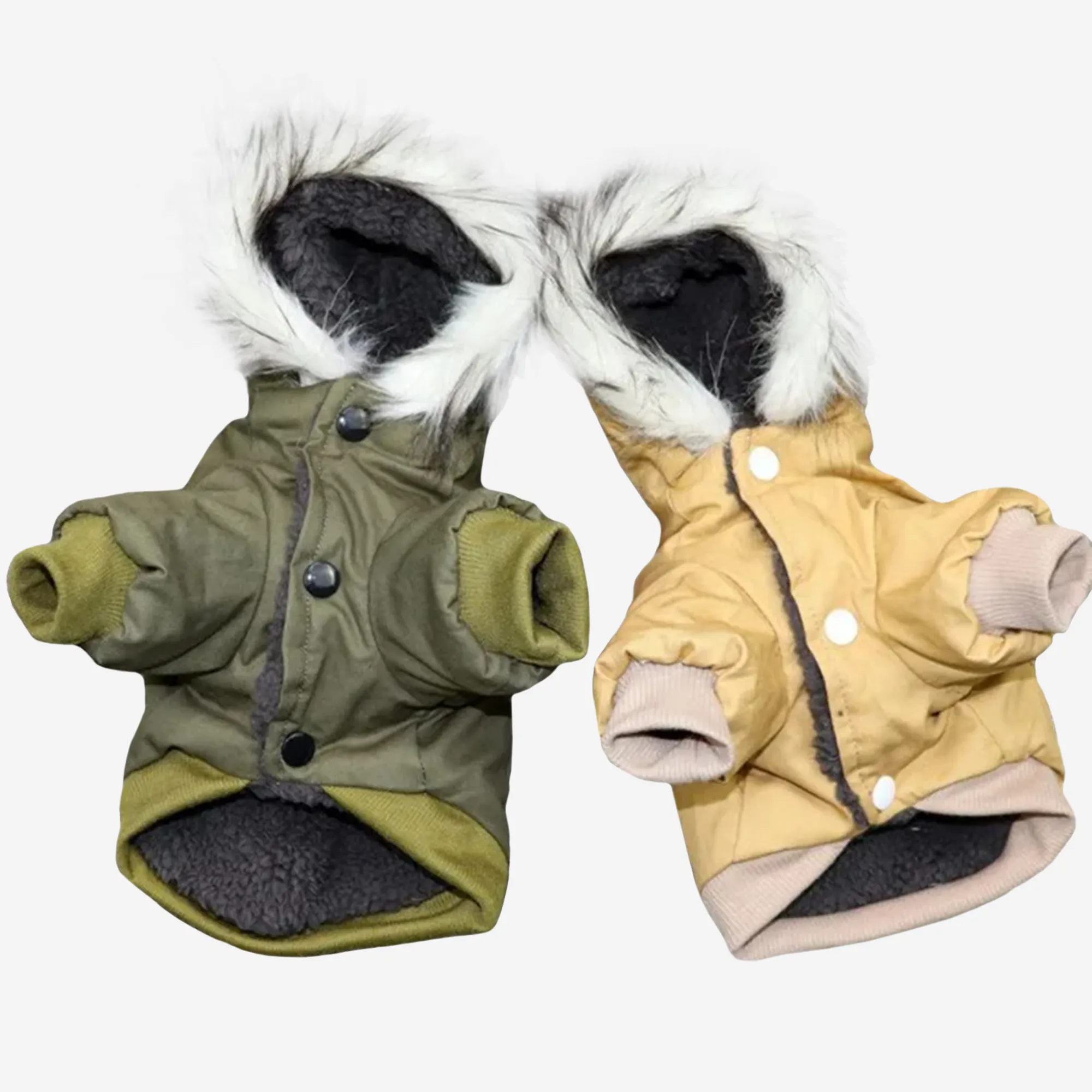 Adorable Windproof Coat with Faux Fur Lined Hood for Small Dogs