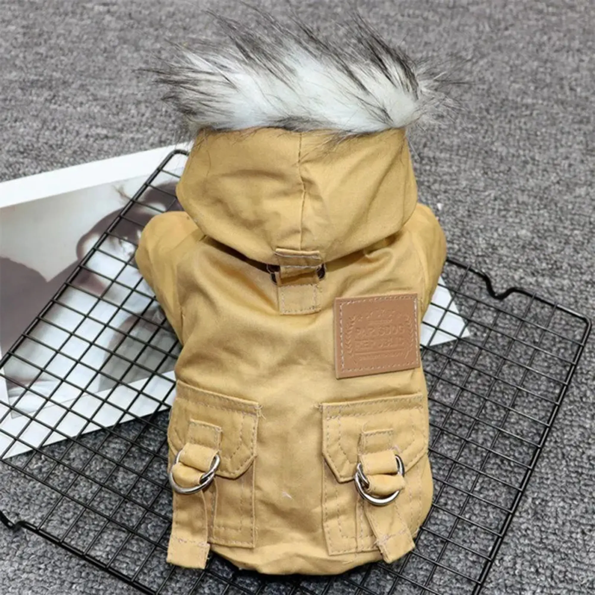 Adorable Windproof Coat with Faux Fur Lined Hood for Small Dogs