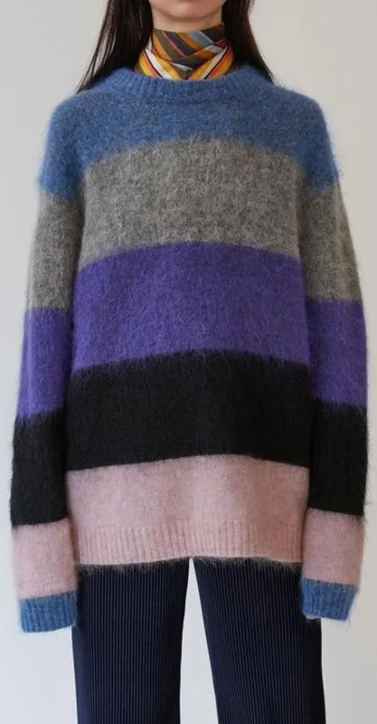 'Albah' Mohair Multi Mix Stripe Sweater