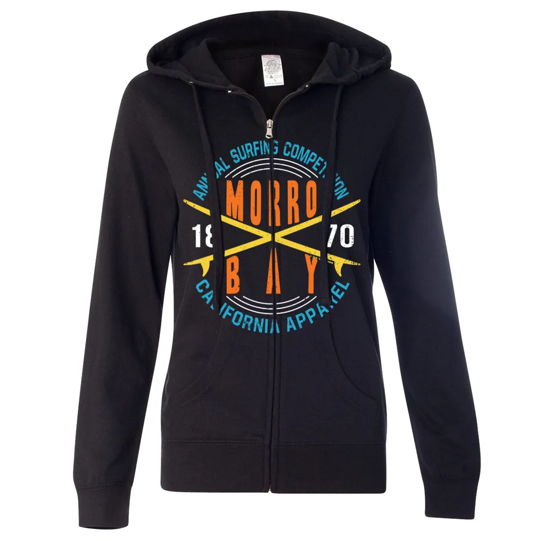 Annual Surfing Competition Ladies Lightweight Fitted Zip-Up Hoodie