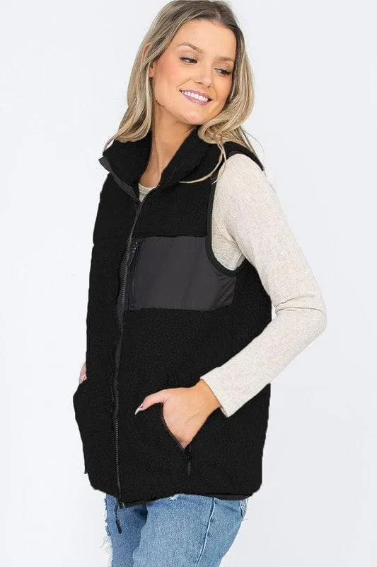 Aria Sherpa Fleece Vest Top Jacket