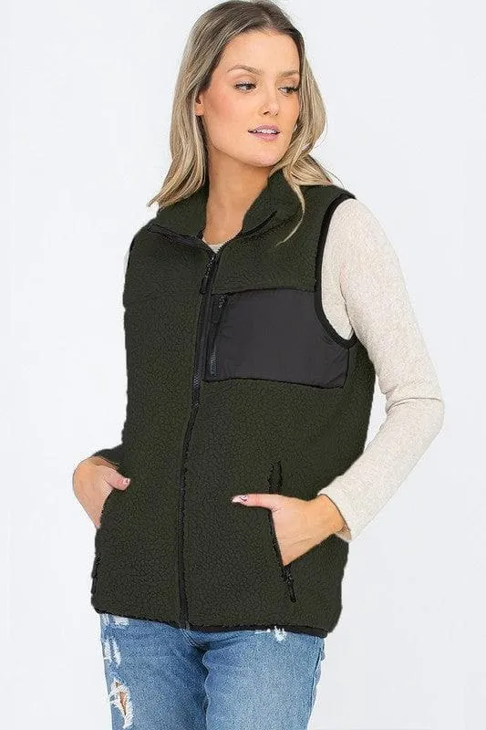 Aria Sherpa Fleece Vest Top Jacket