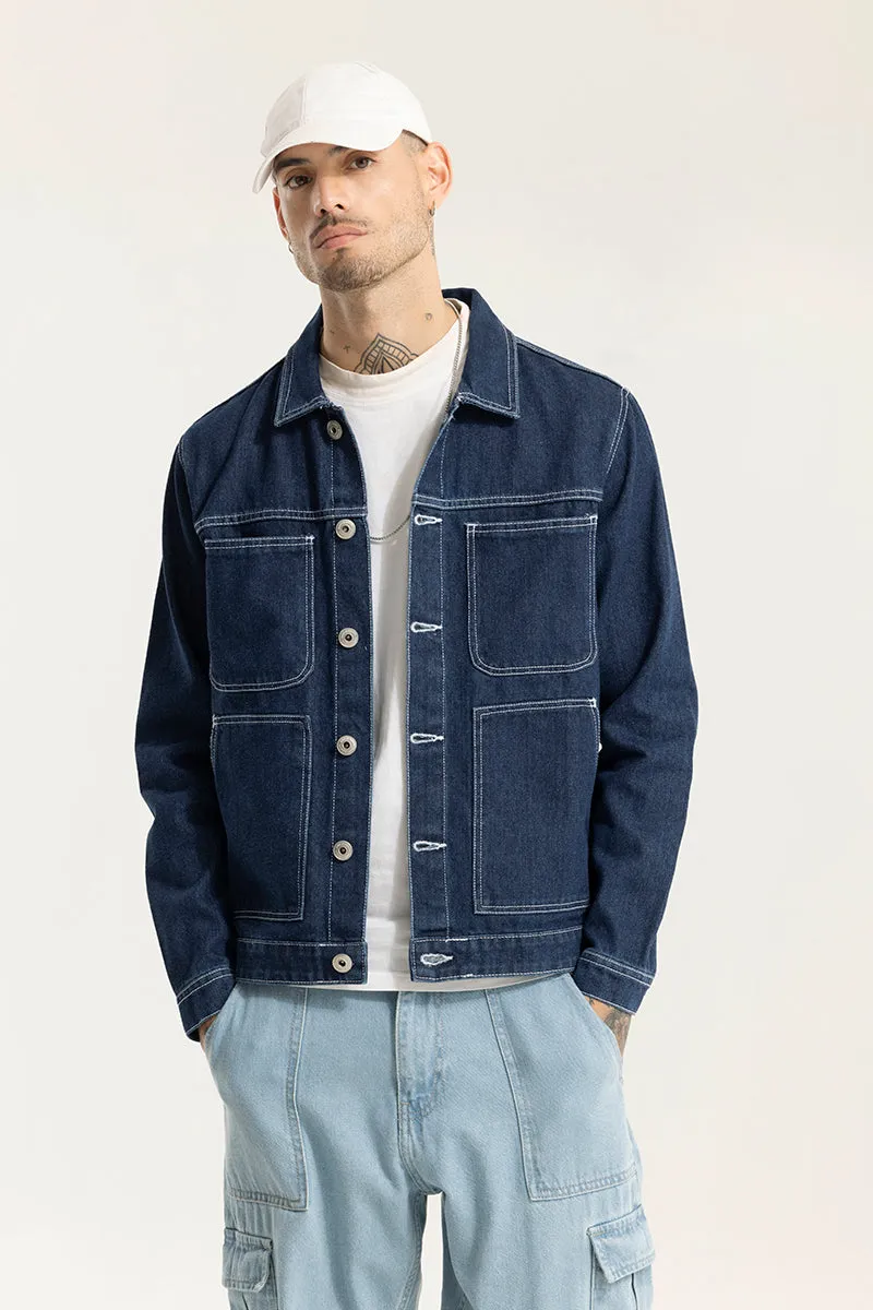 Arte Blue Contrast Stitch Blue Denim Jacket