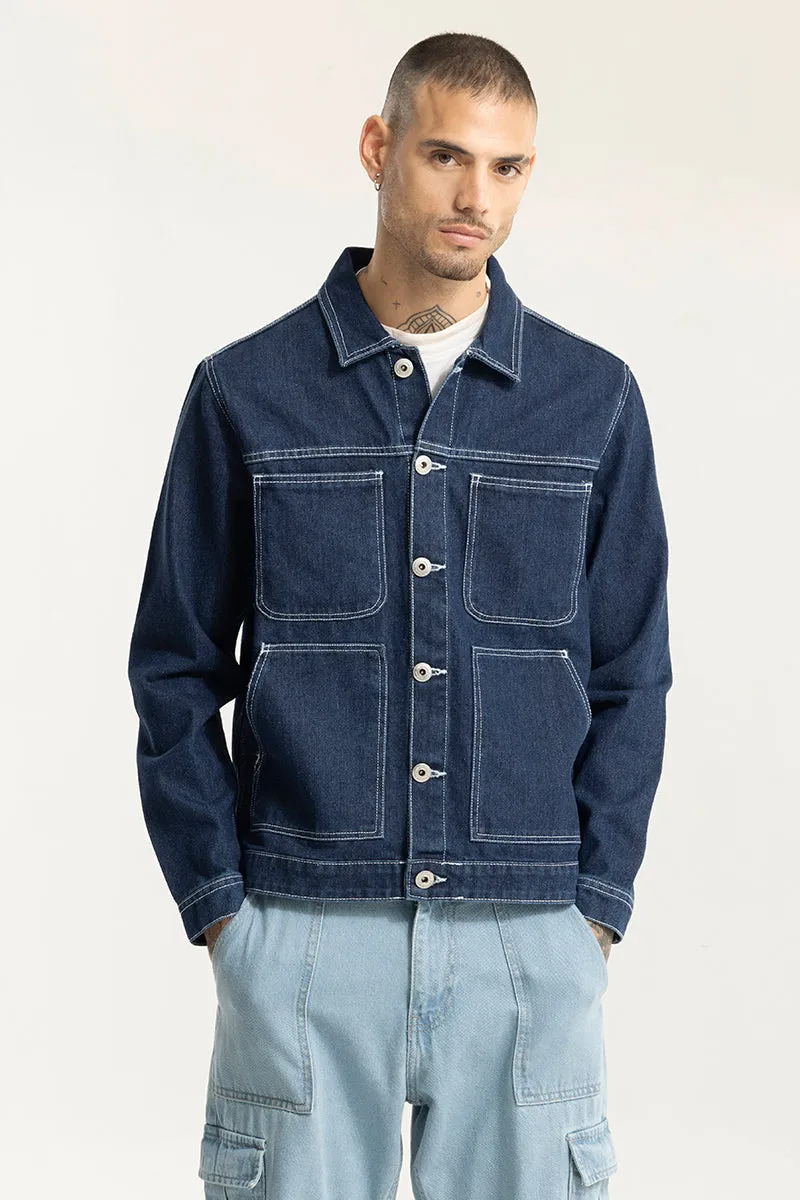 Arte Blue Contrast Stitch Blue Denim Jacket