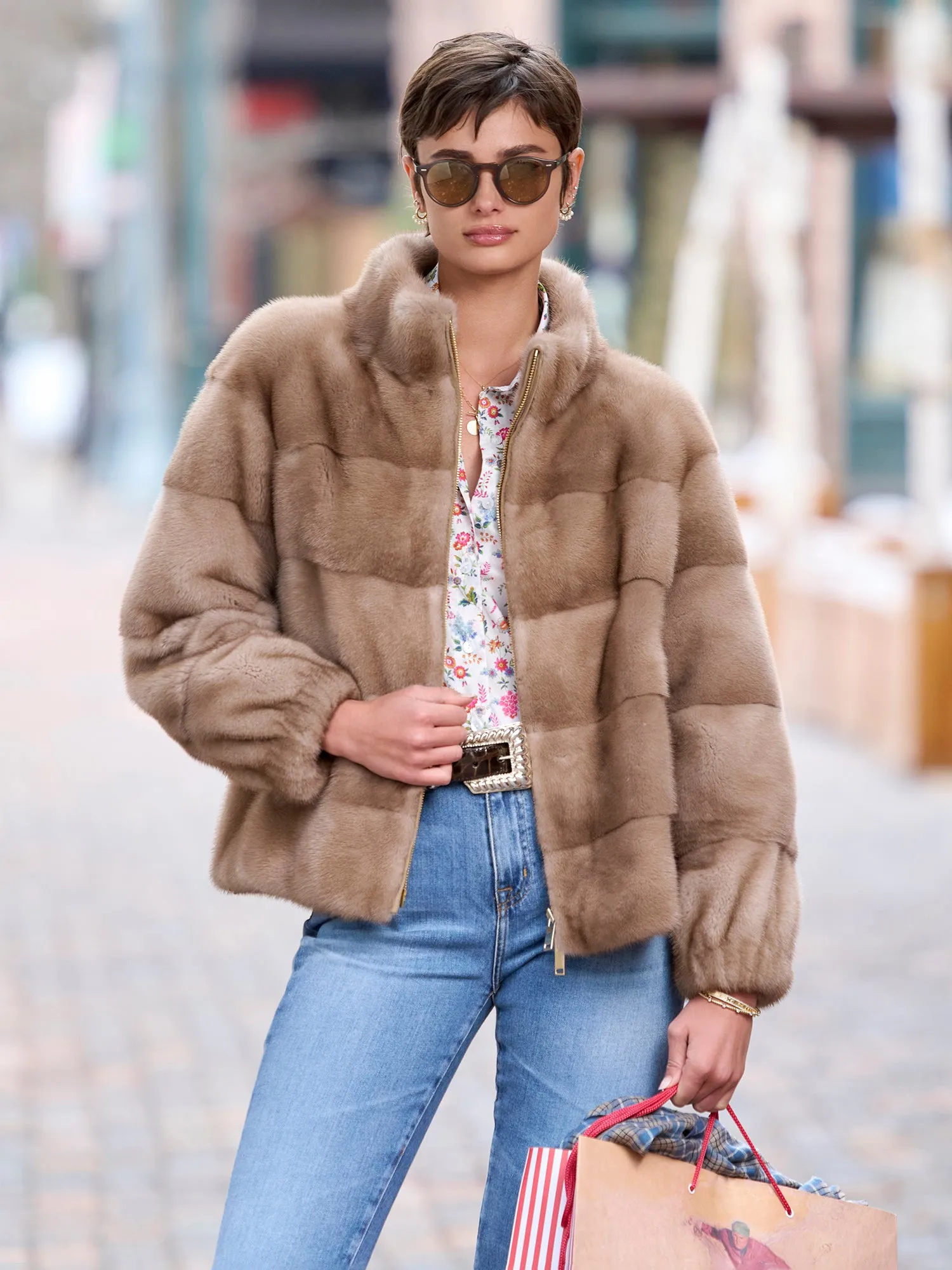 Athena Mink Fur Bomber Jacket