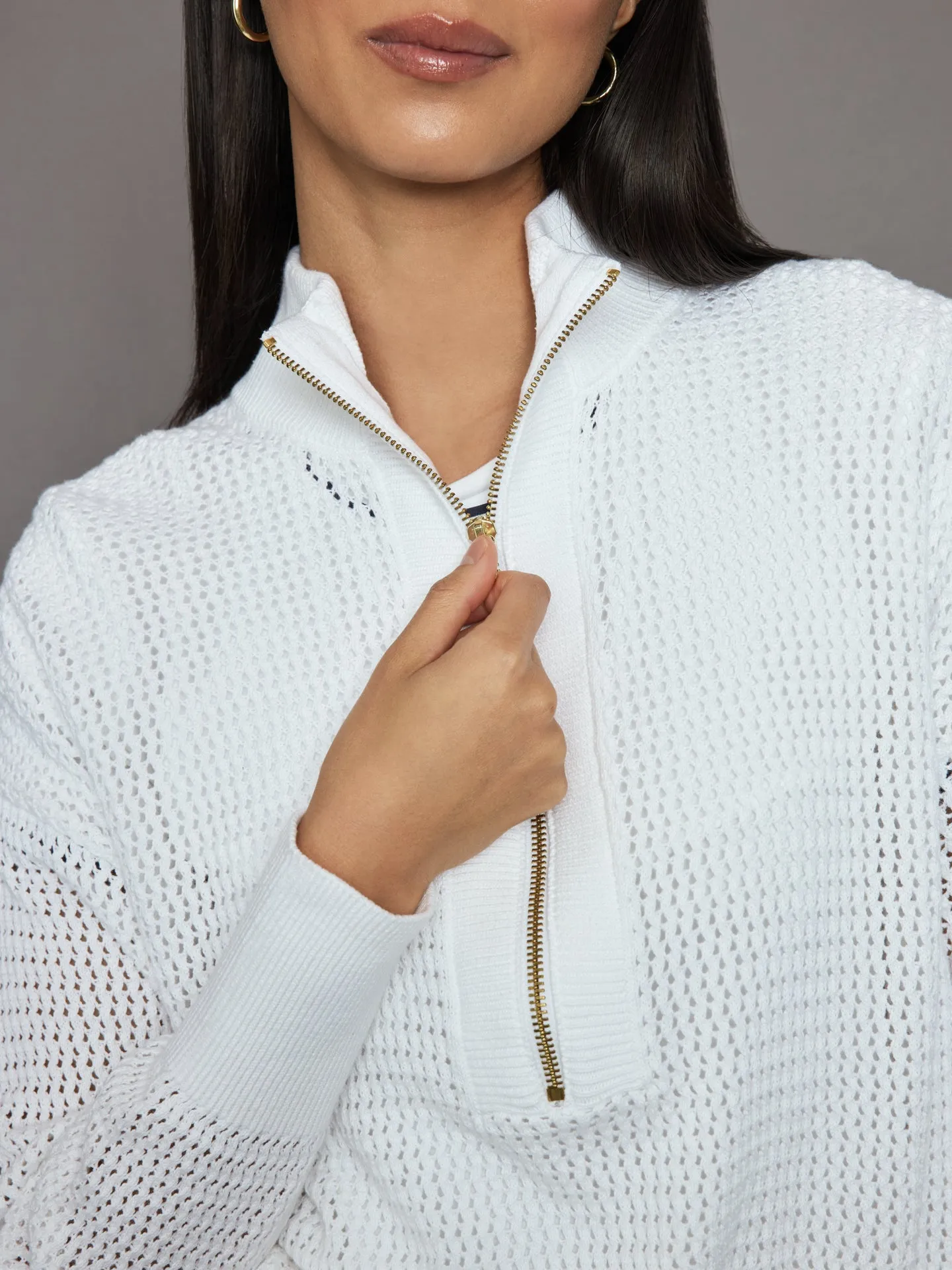 Aurora Half Zip Knit - White