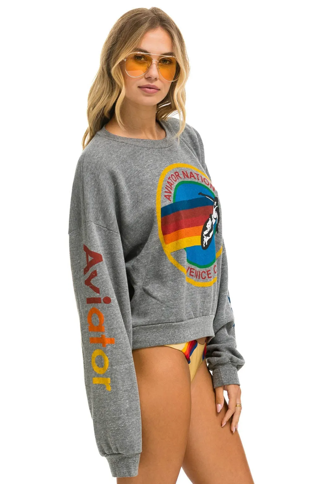 AVIATOR NATION RELAXED CREW SWEATSHIRT - HEATHER GREY