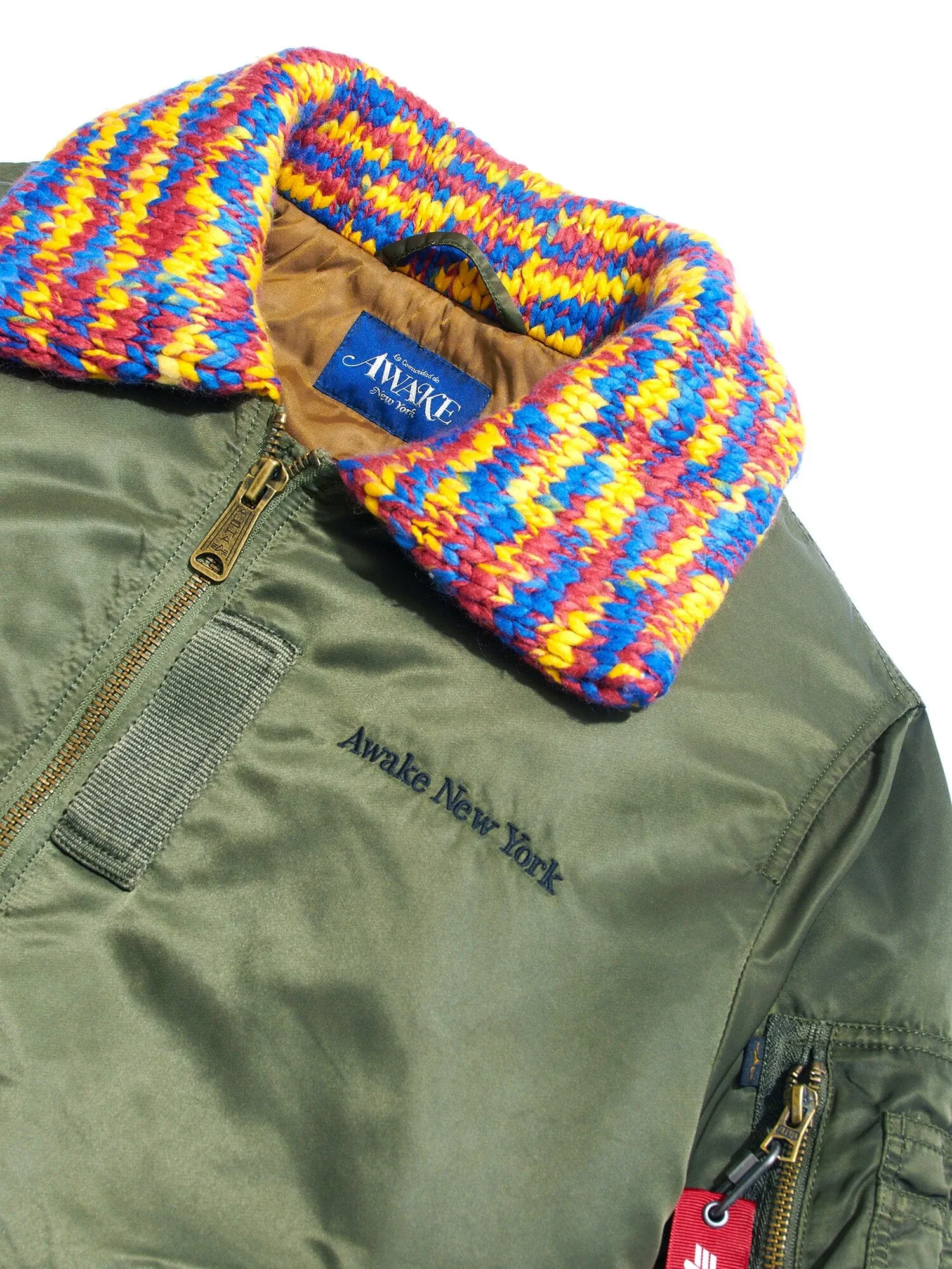 AWAKE X ALPHA MA-1 KNIT TRIMMED WASHED BOMBER JACKET