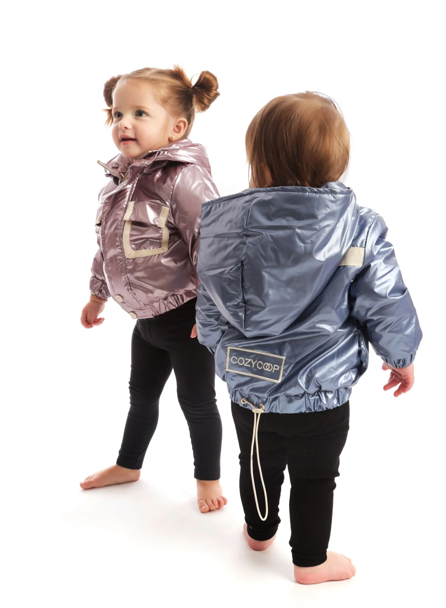 Baby's Hooded Two-Tone Puffer Jacket (Unisex) - Winter Warmth & Style (6M, Sky Blue)