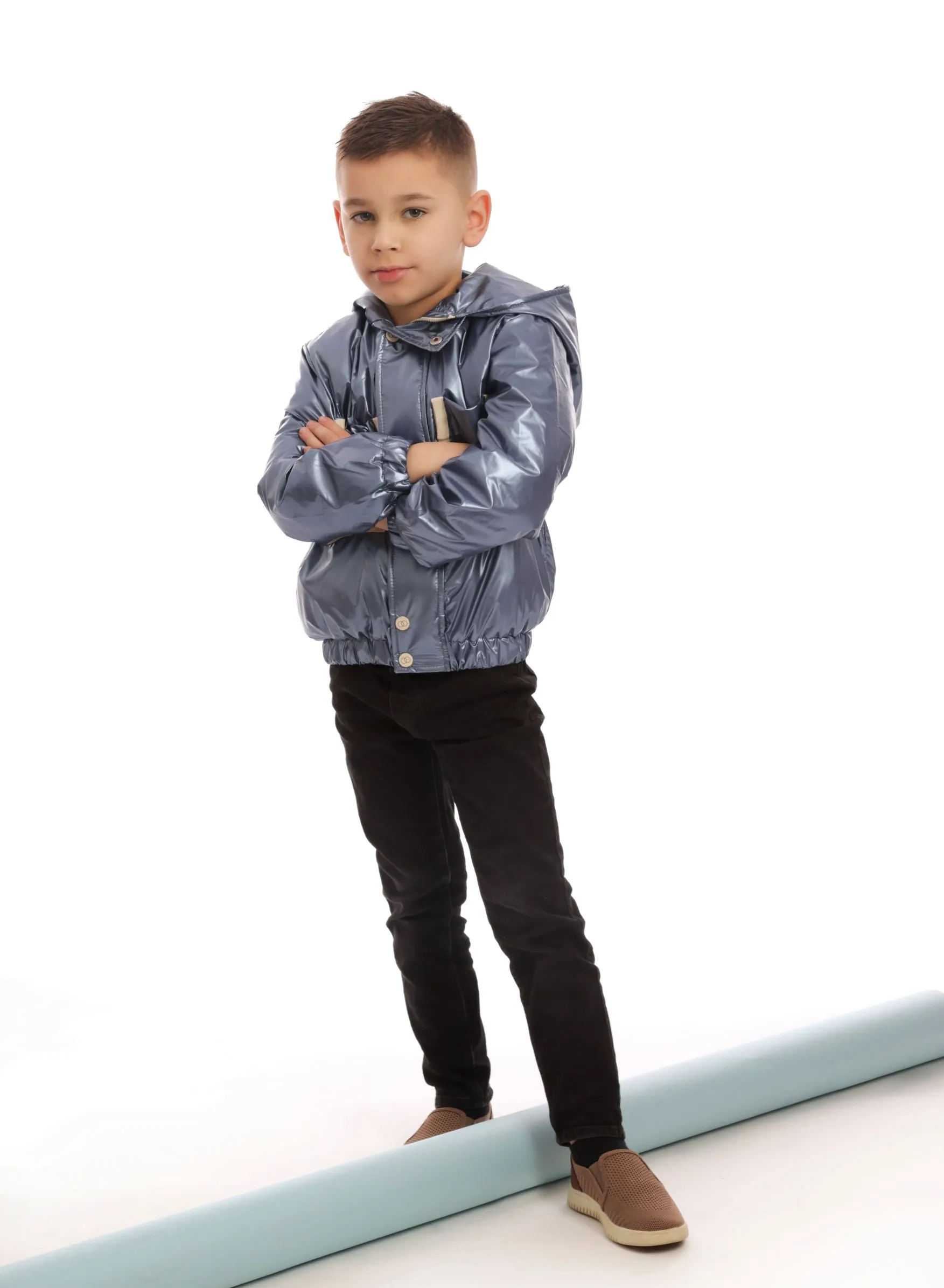 Baby's Hooded Two-Tone Puffer Jacket (Unisex) - Winter Warmth & Style (6M, Sky Blue)