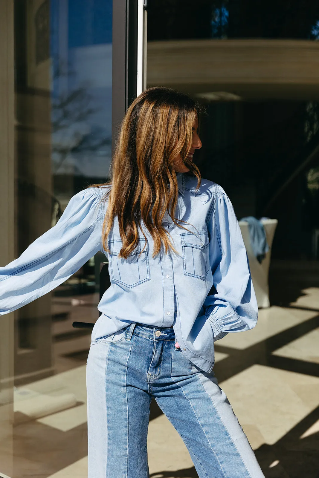 Bailey Denim Top - Blue Wash