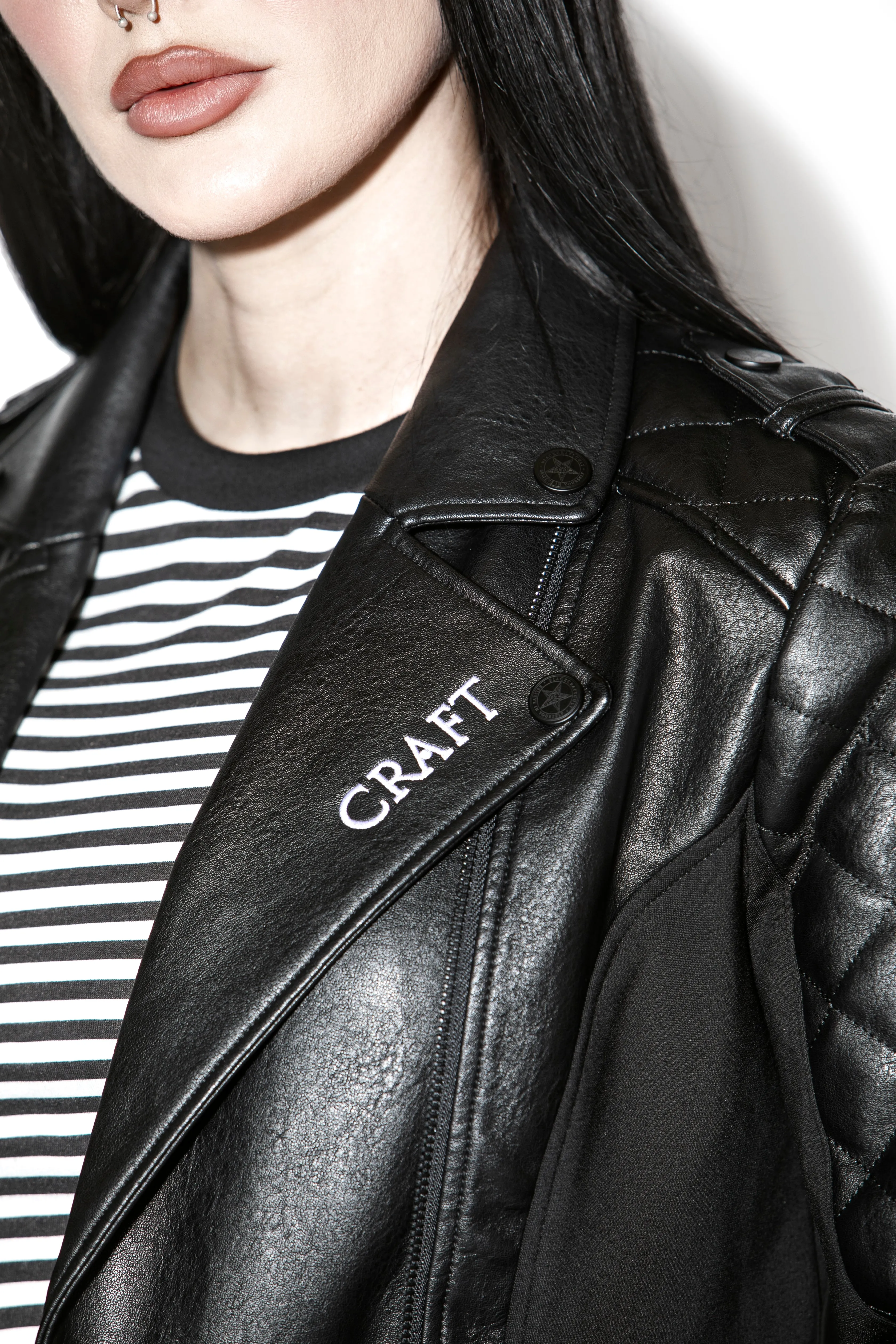 BCC Quilted Faux Leather Moto Jacket