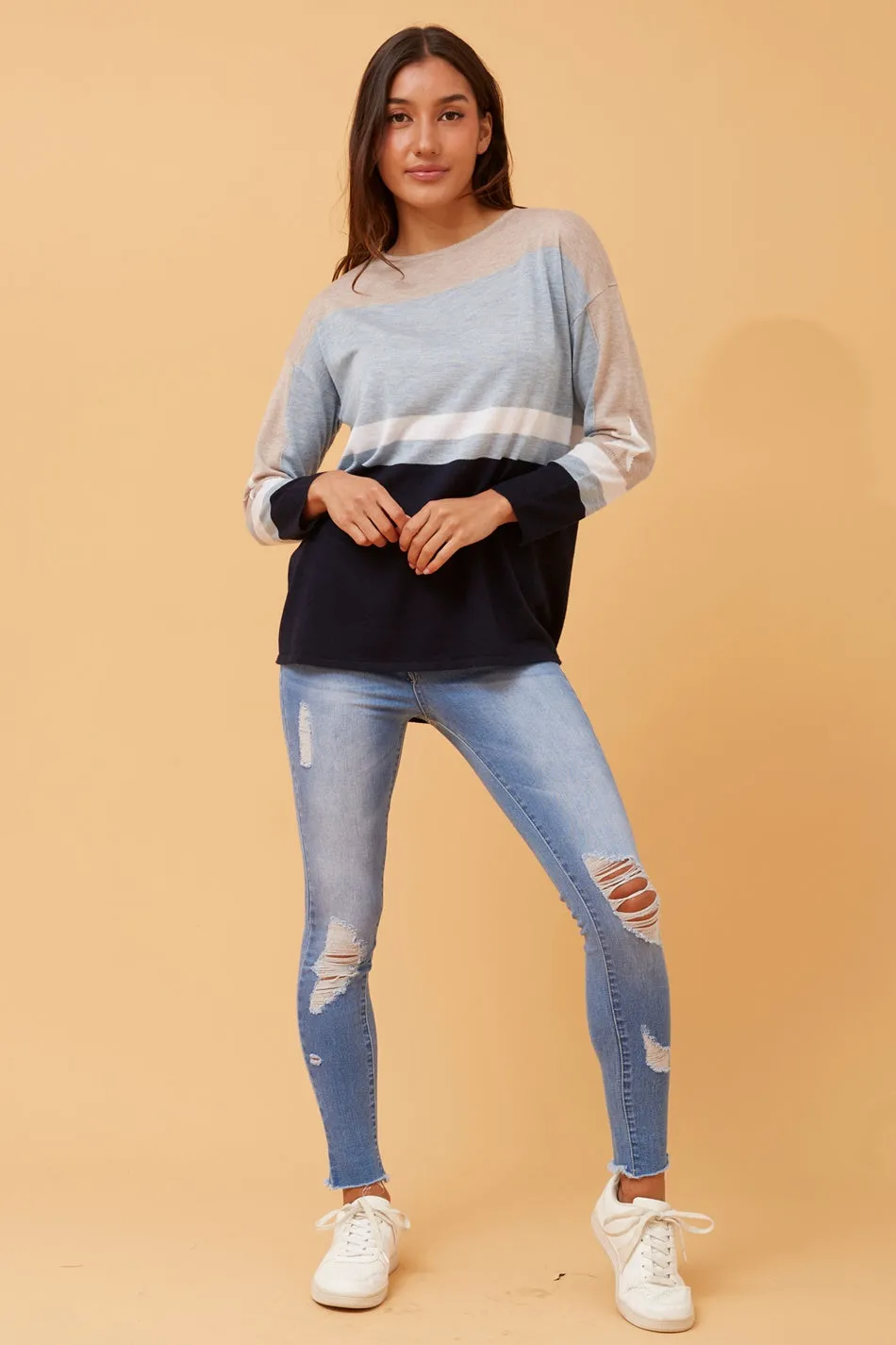 BEA COLOUR BLOCK KNIT JUMPER