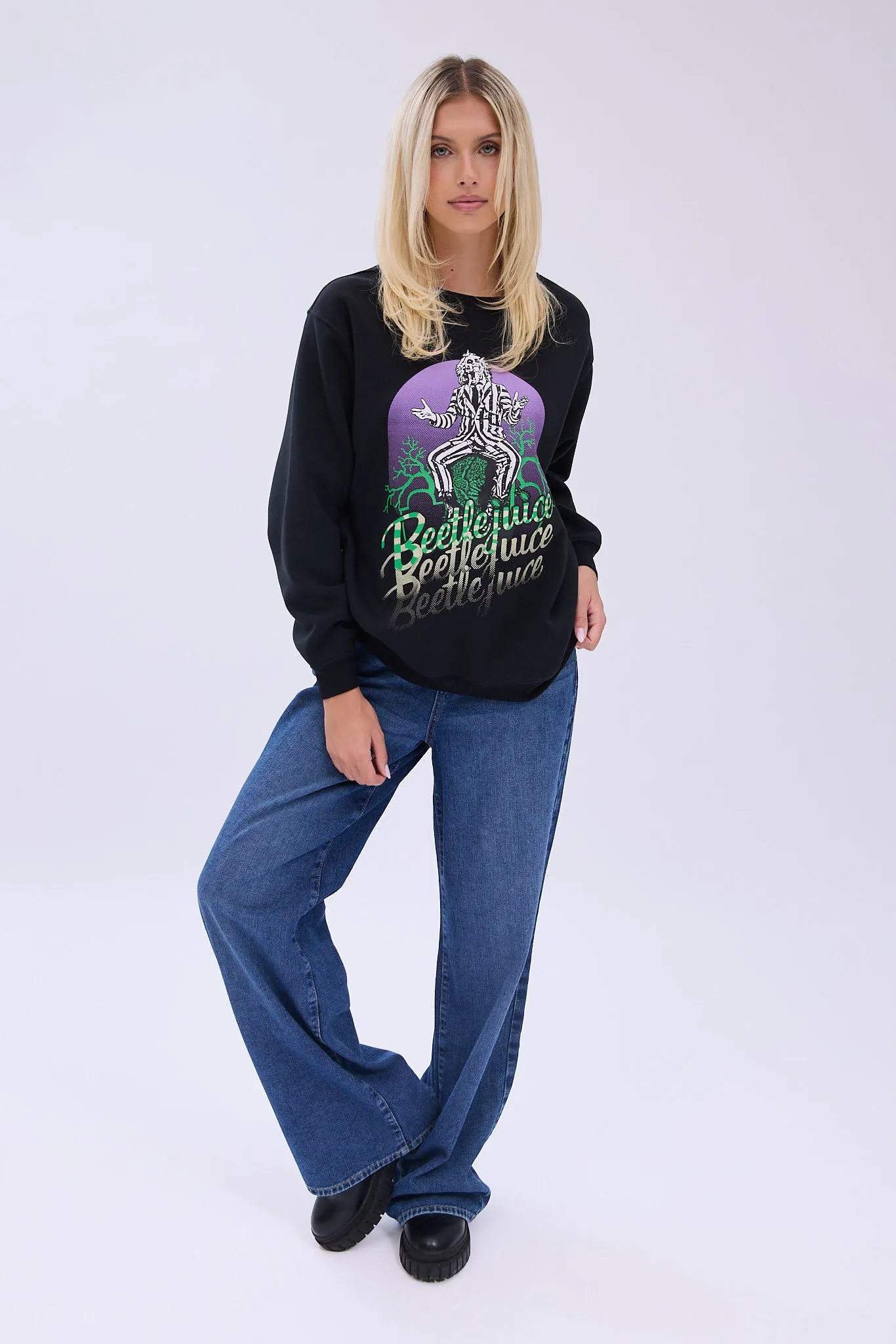 Beetlejuice Graphic Crew Neck Sweatshirt