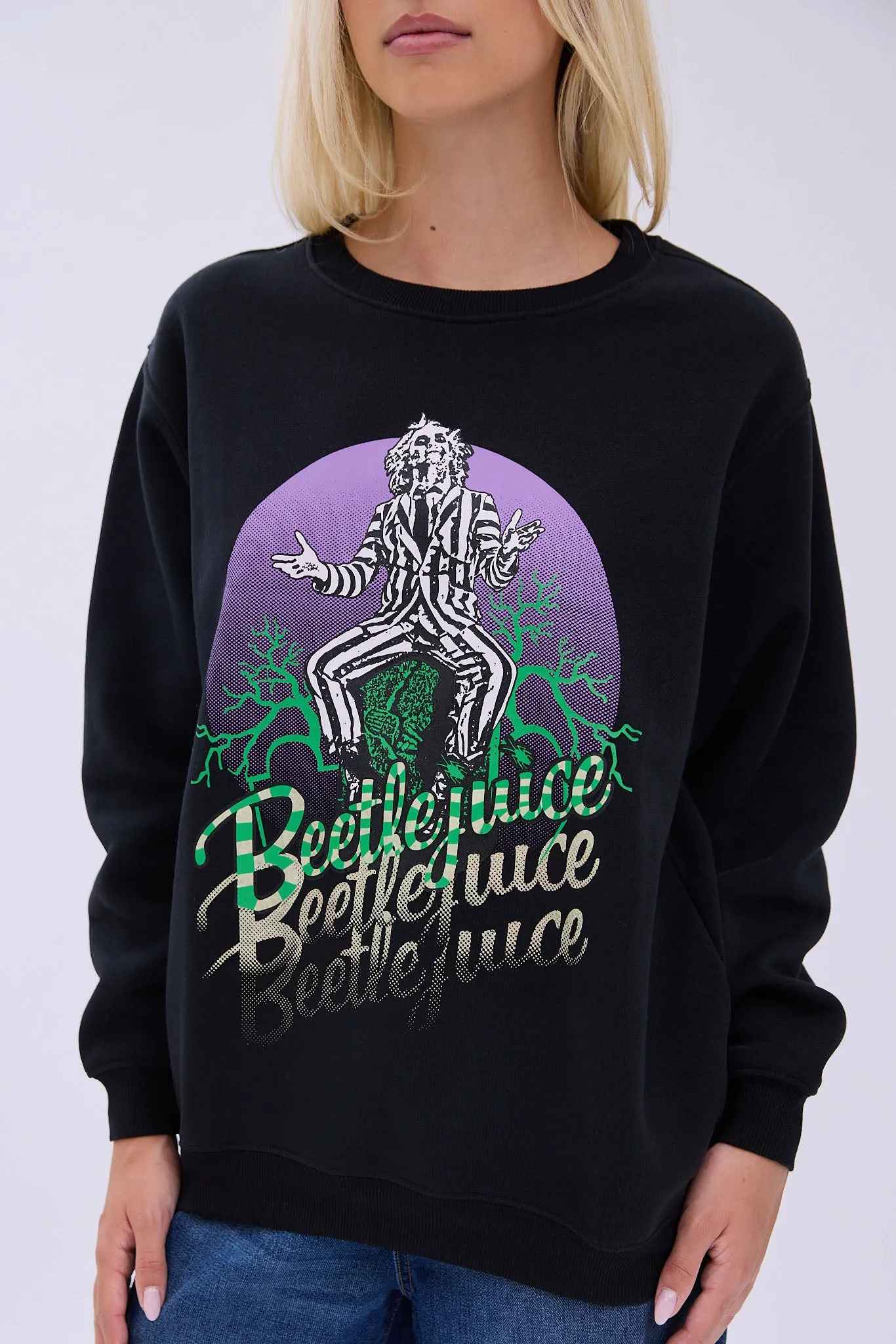 Beetlejuice Graphic Crew Neck Sweatshirt