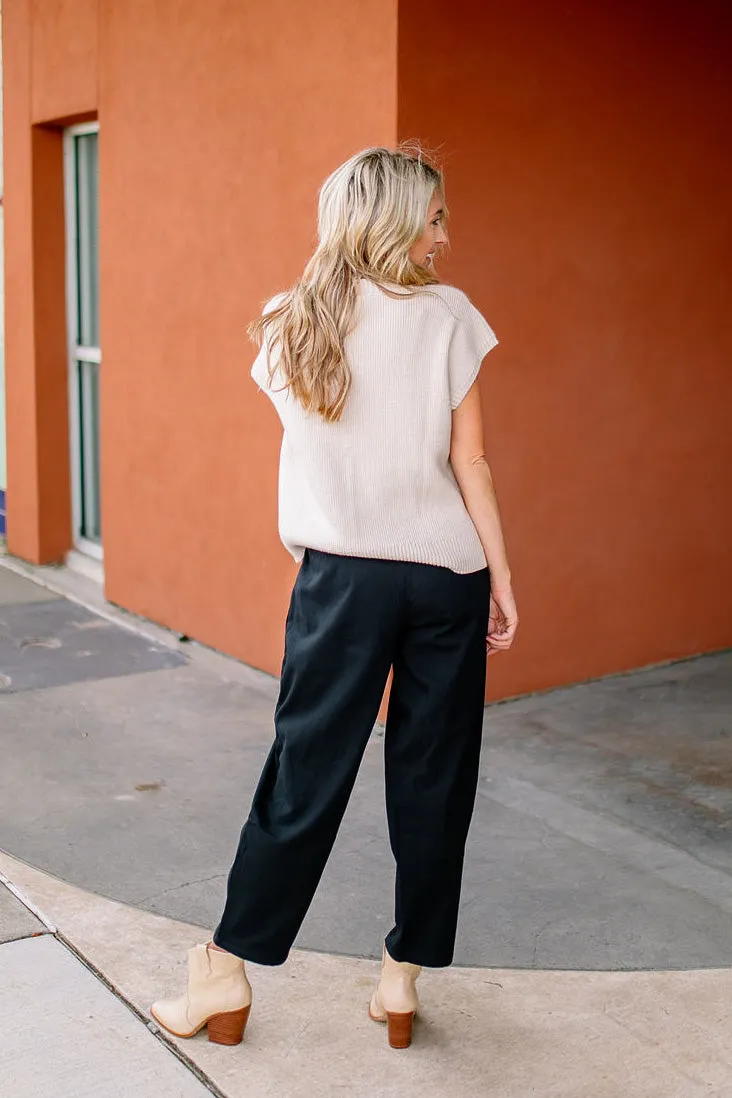 Bindi Beige Sleeveless Sweater Top