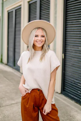 Bindi Beige Sleeveless Sweater Top