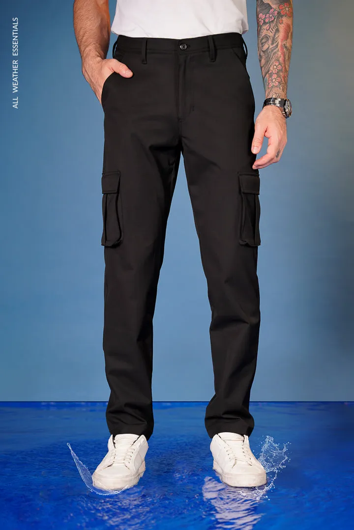 Black All Weather Cargo Stretch Pants