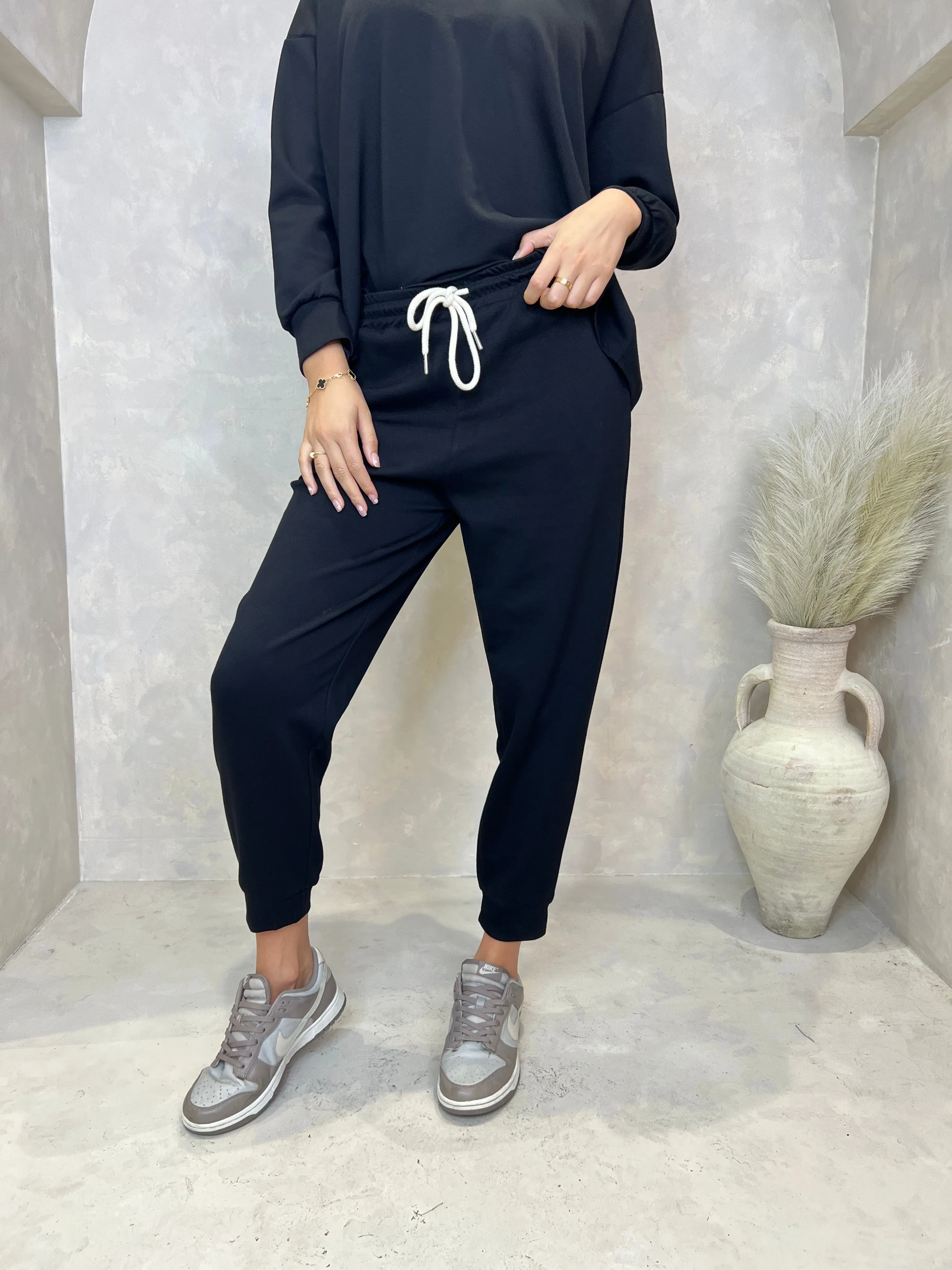 Black Drawstring Jogging Bottoms