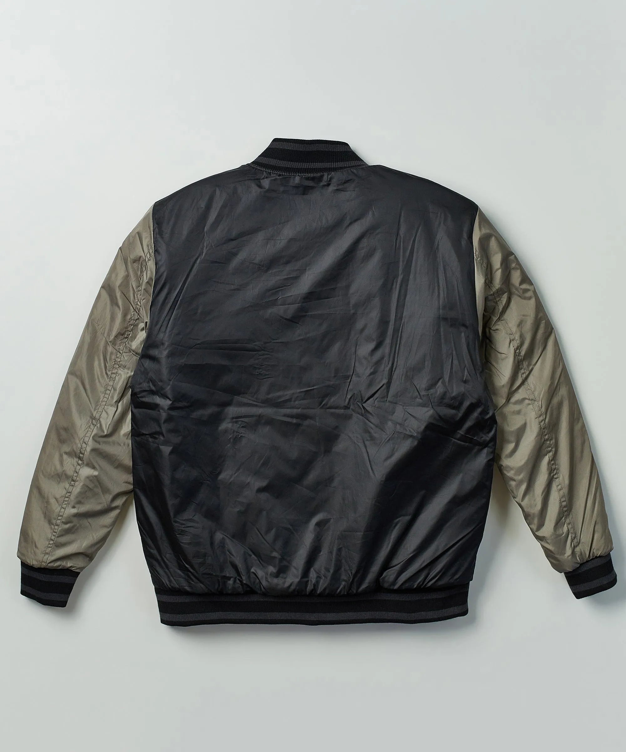 Black Out Nylon Bomber Jacket - Black