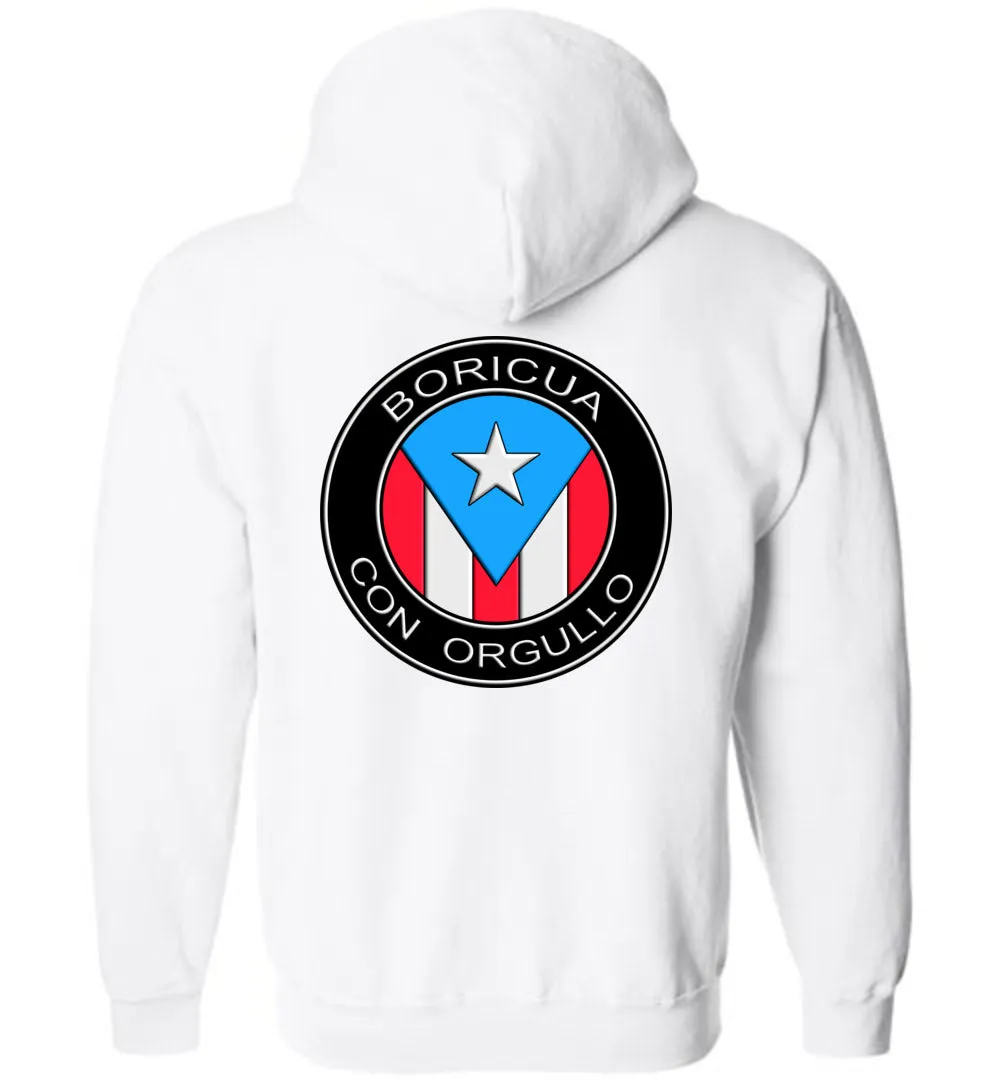 Boricua Con Orgullo (Youth-5XL) Zipper Hoodie (Image on front and back)