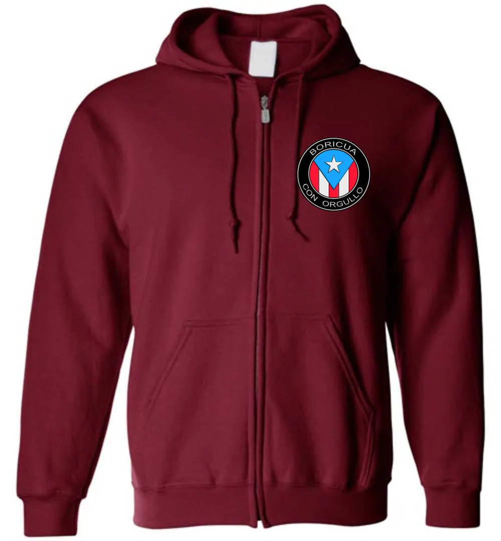 Boricua Con Orgullo (Youth-5XL) Zipper Hoodie (Image on front and back)