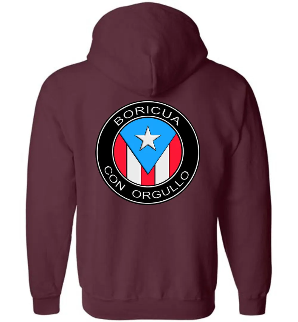 Boricua Con Orgullo (Youth-5XL) Zipper Hoodie (Image on front and back)