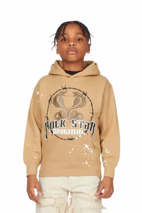 Boys Logan Beige Graphic Hoodie