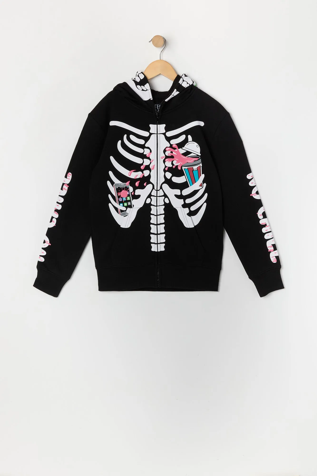 Boys Skeleton Man Print Full Zip Hoodie