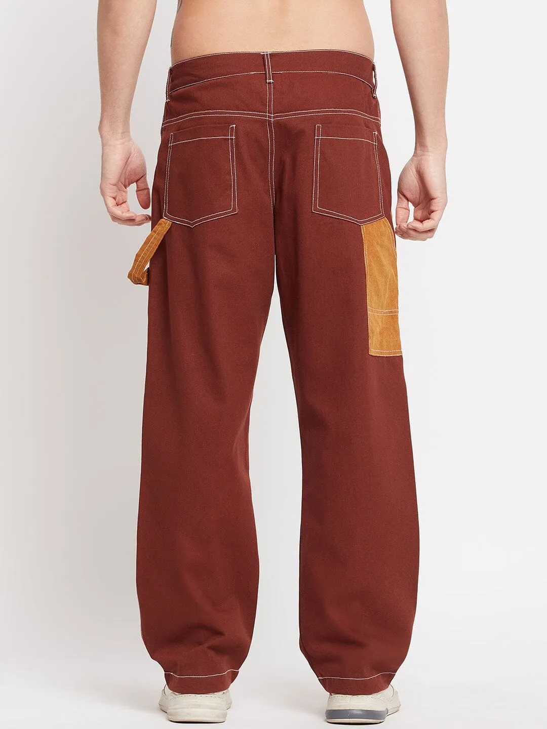 Brown Carpenter Corduroy Panel Pants