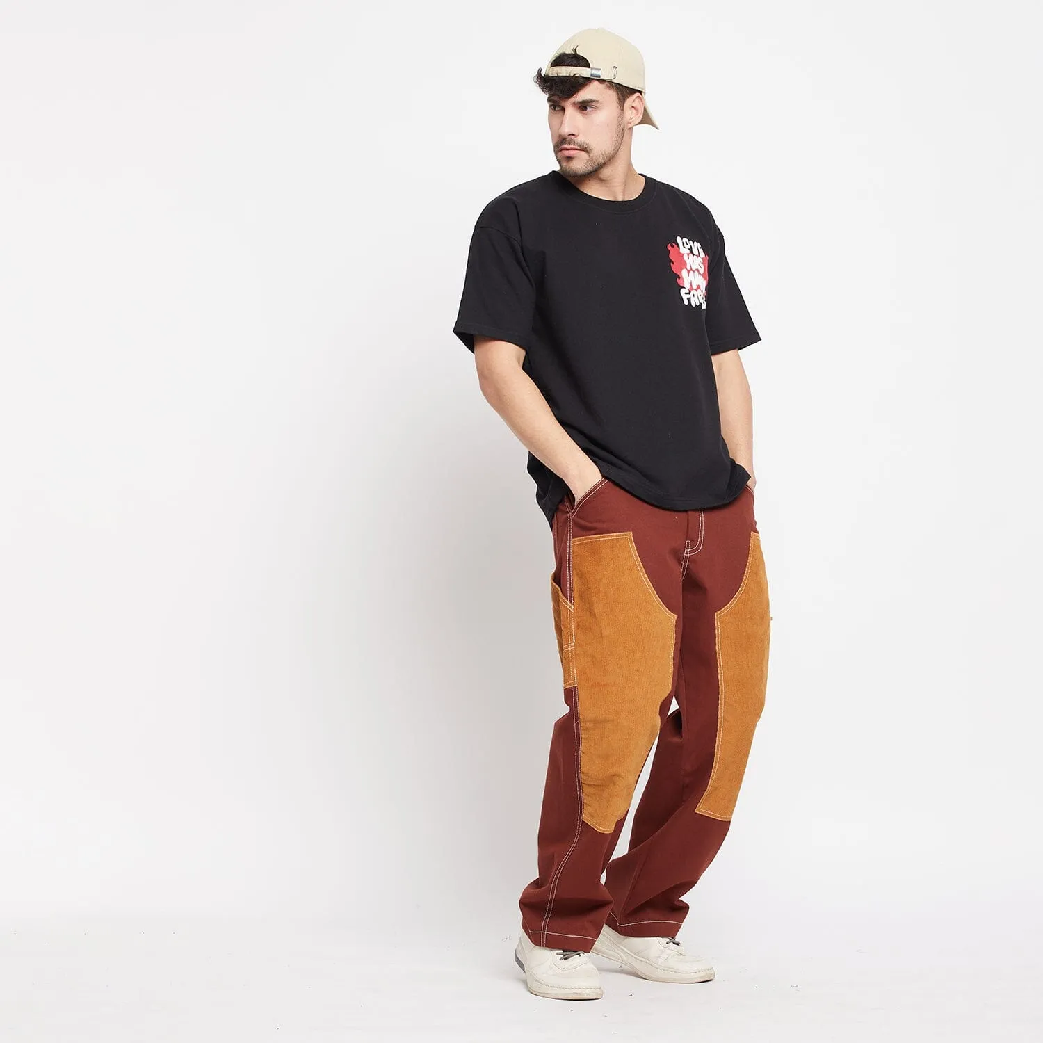 Brown Carpenter Corduroy Panel Pants