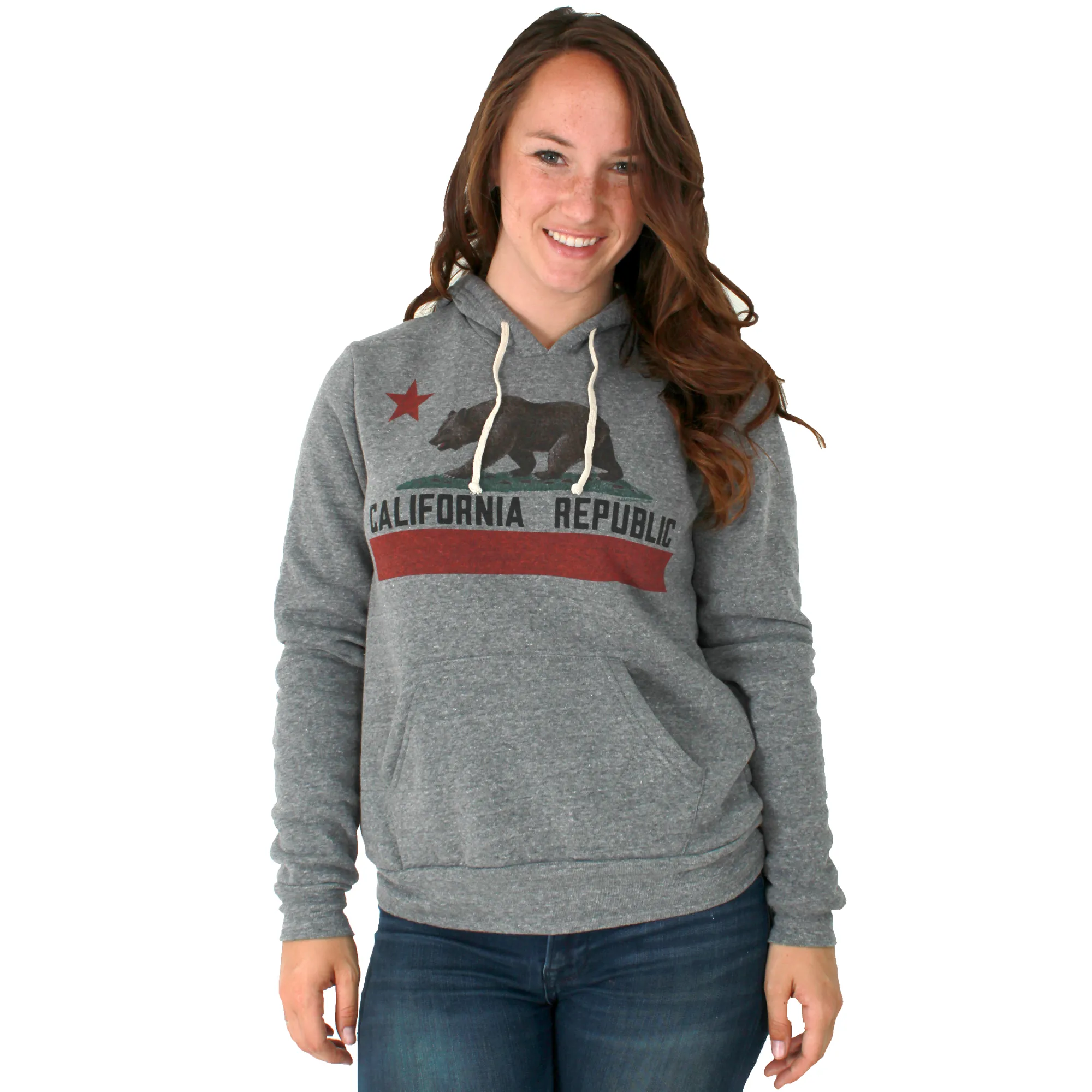 CALIFORNIA REPUBLIC Fashion Bear State Flag Hoodie Eco Grey