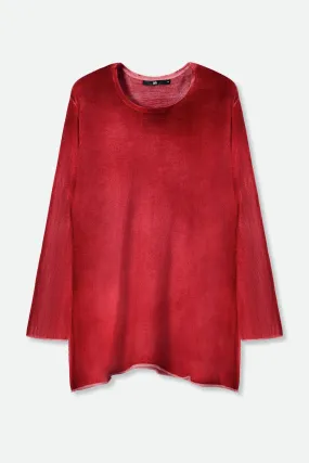 CARISSA RELAXED SWEATER IN HAND-DYED CASHMERE CRIMSON RED