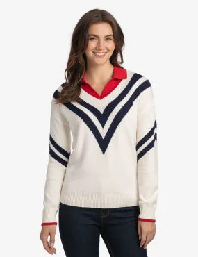 CHEVRON V-NECK SWEATER