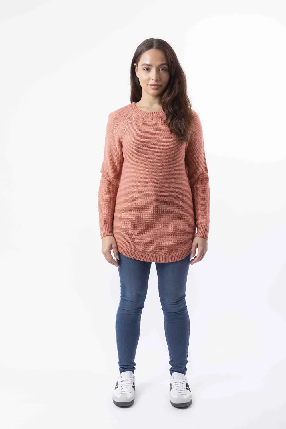 Chunky Lurex Knit Boat Hem Longline Pullover