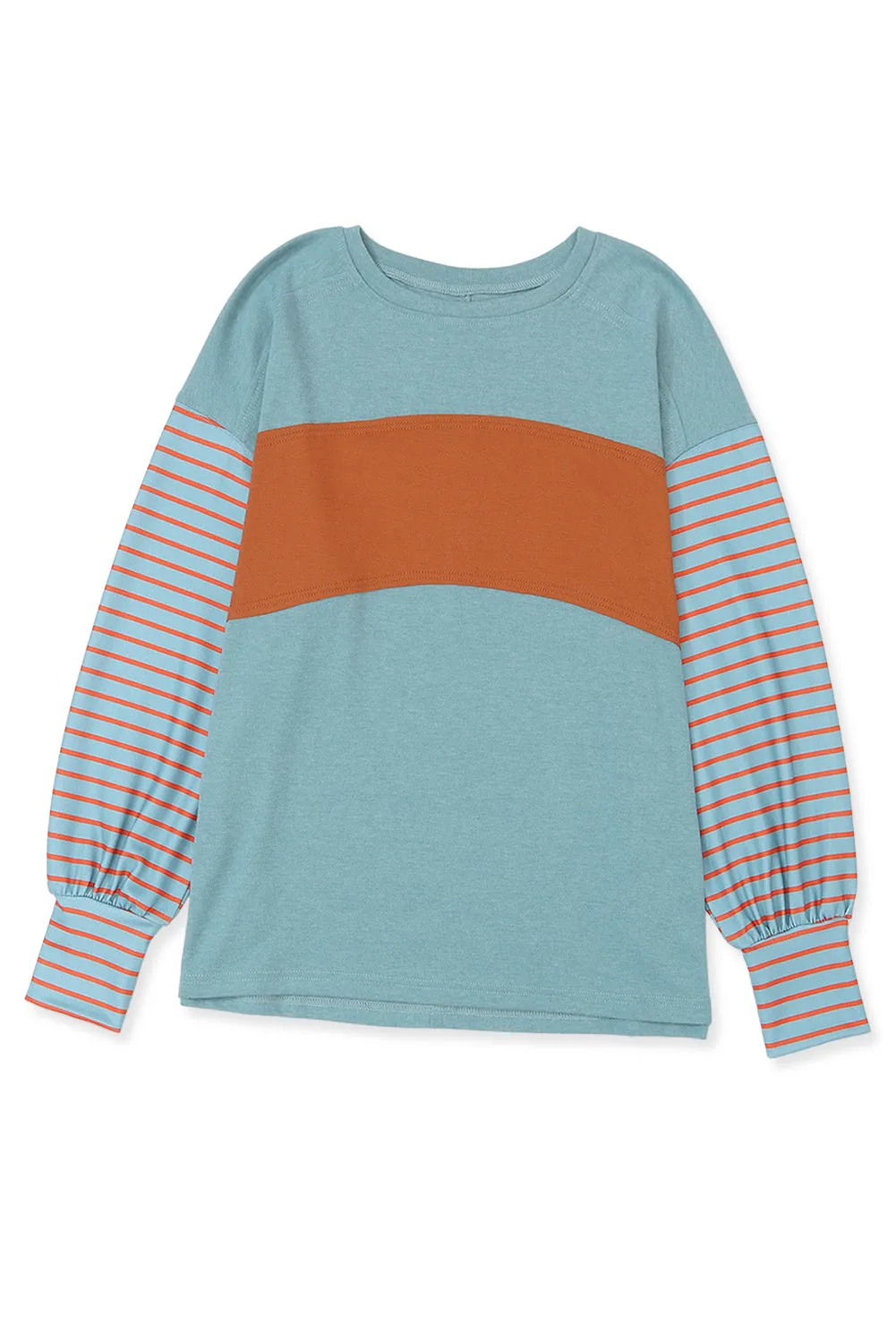 Colorblock Striped Bishop Sleeve Top