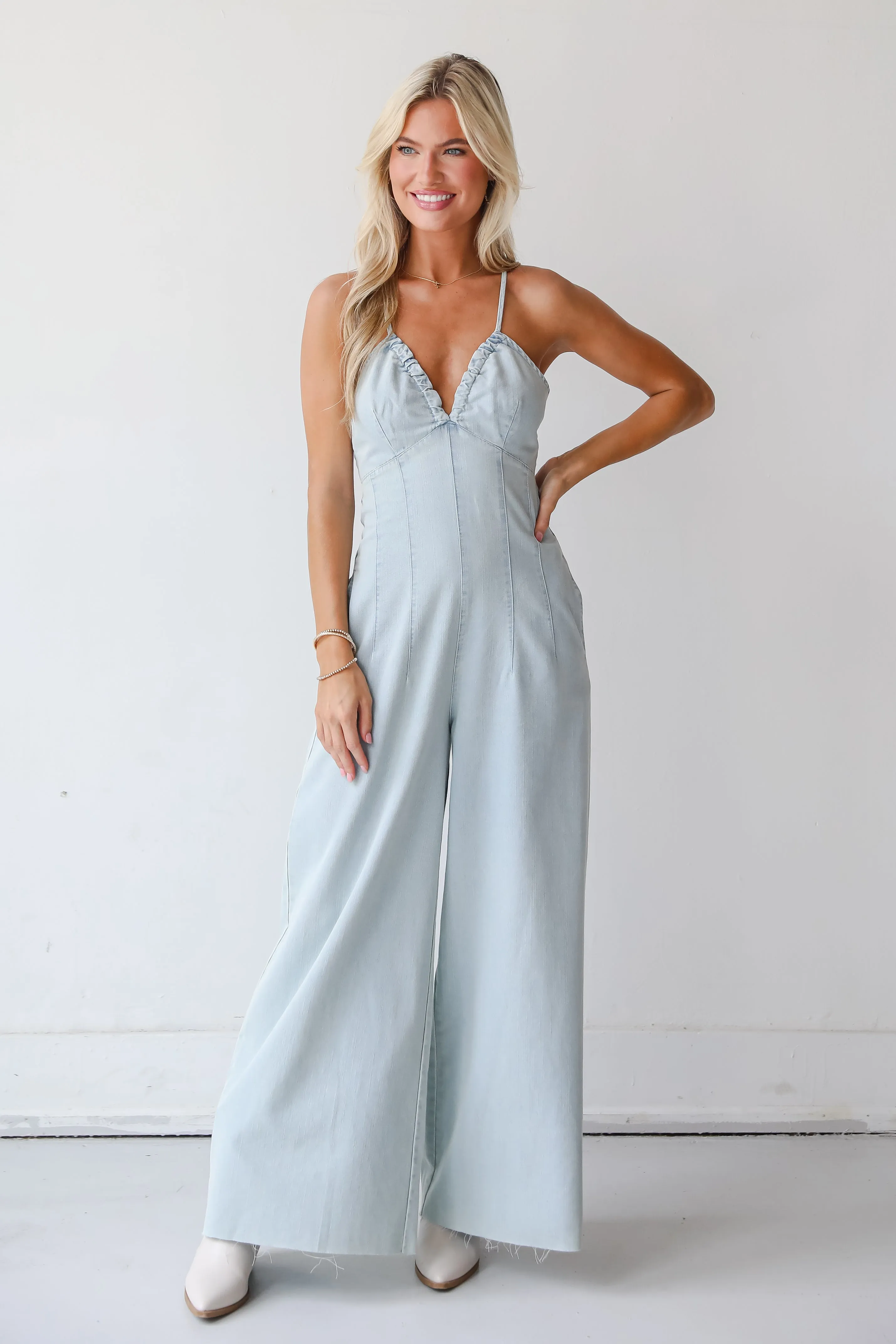 Convincingly Darling Denim Jumpsuit