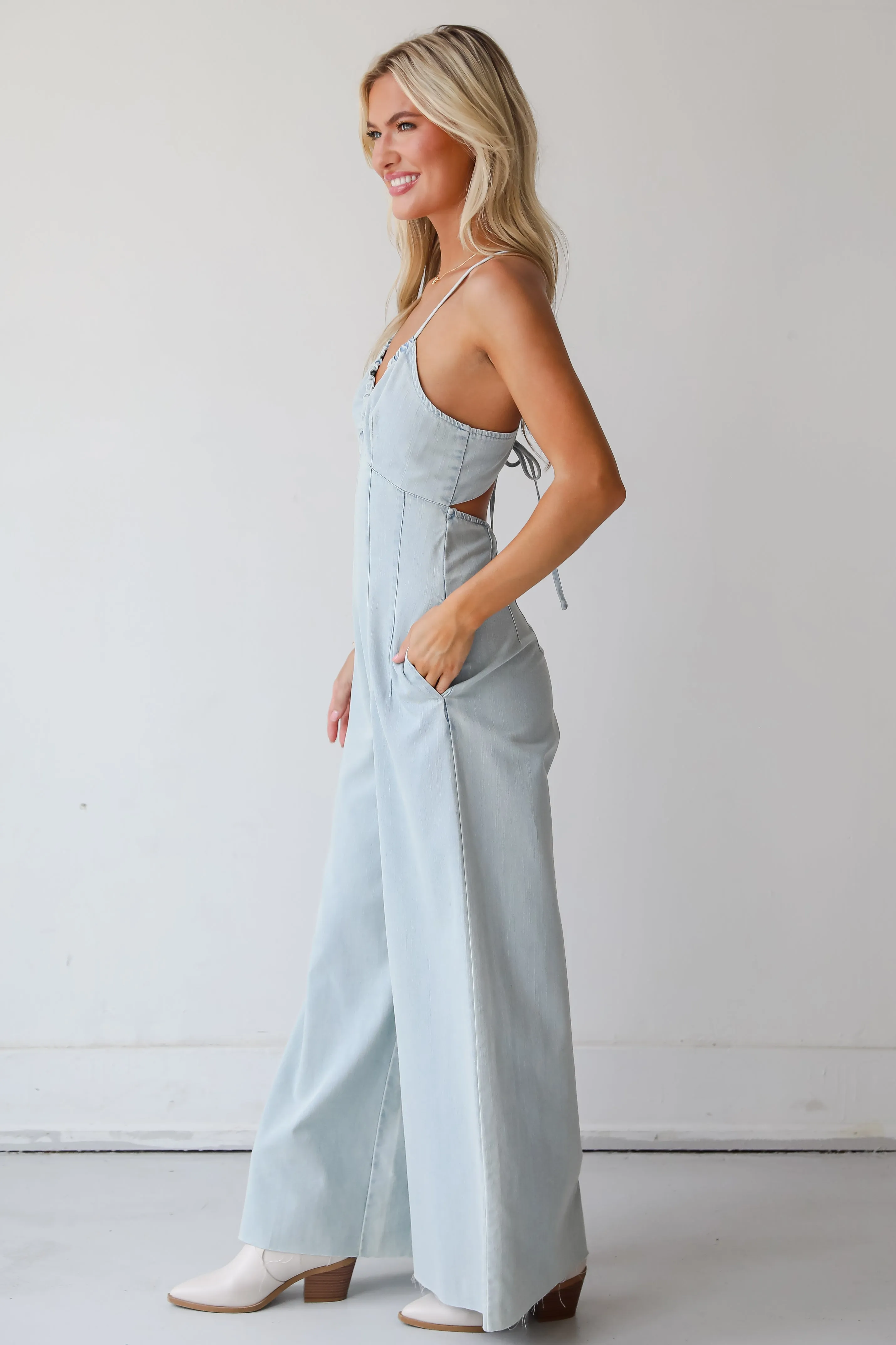 Convincingly Darling Denim Jumpsuit