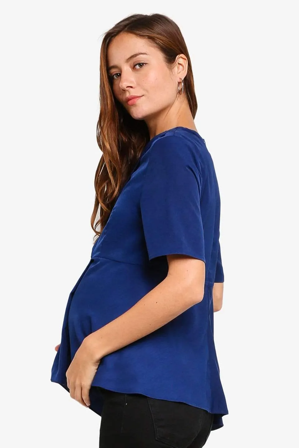 Delice Short Sleeve Nursing Top Navy