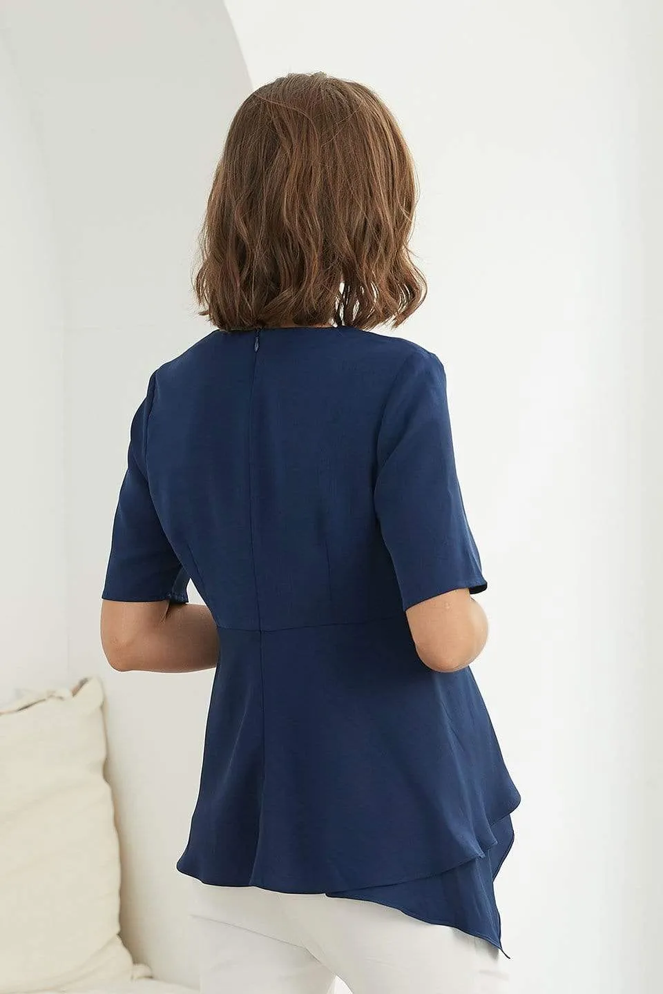 Delice Short Sleeve Nursing Top Navy