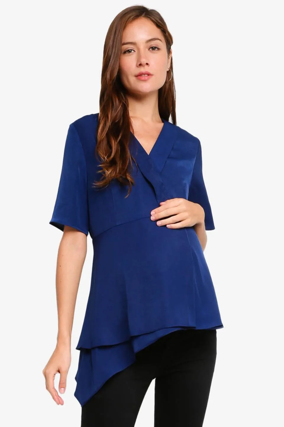 Delice Short Sleeve Nursing Top Navy