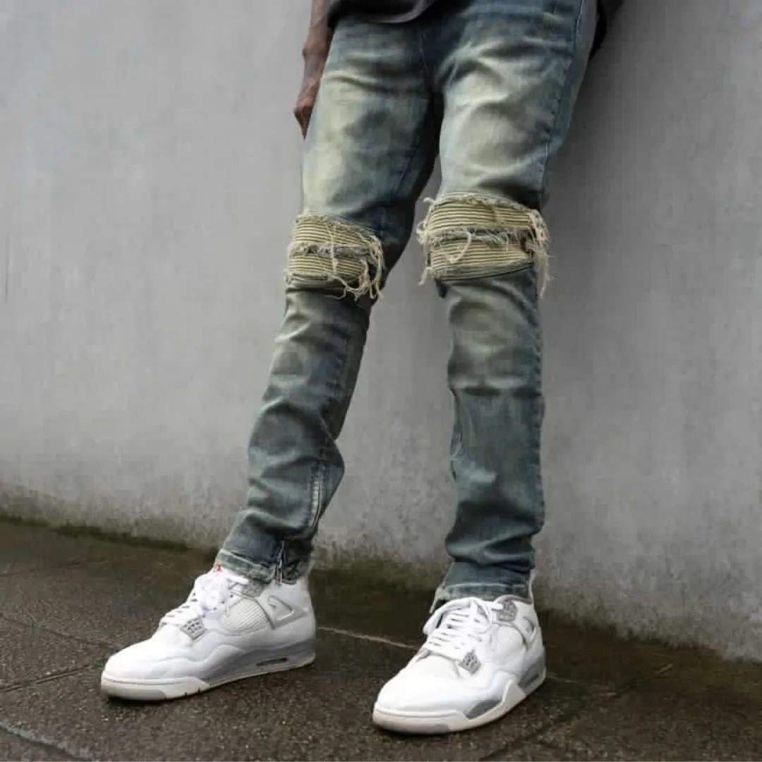 DENIM BIKER JEANS